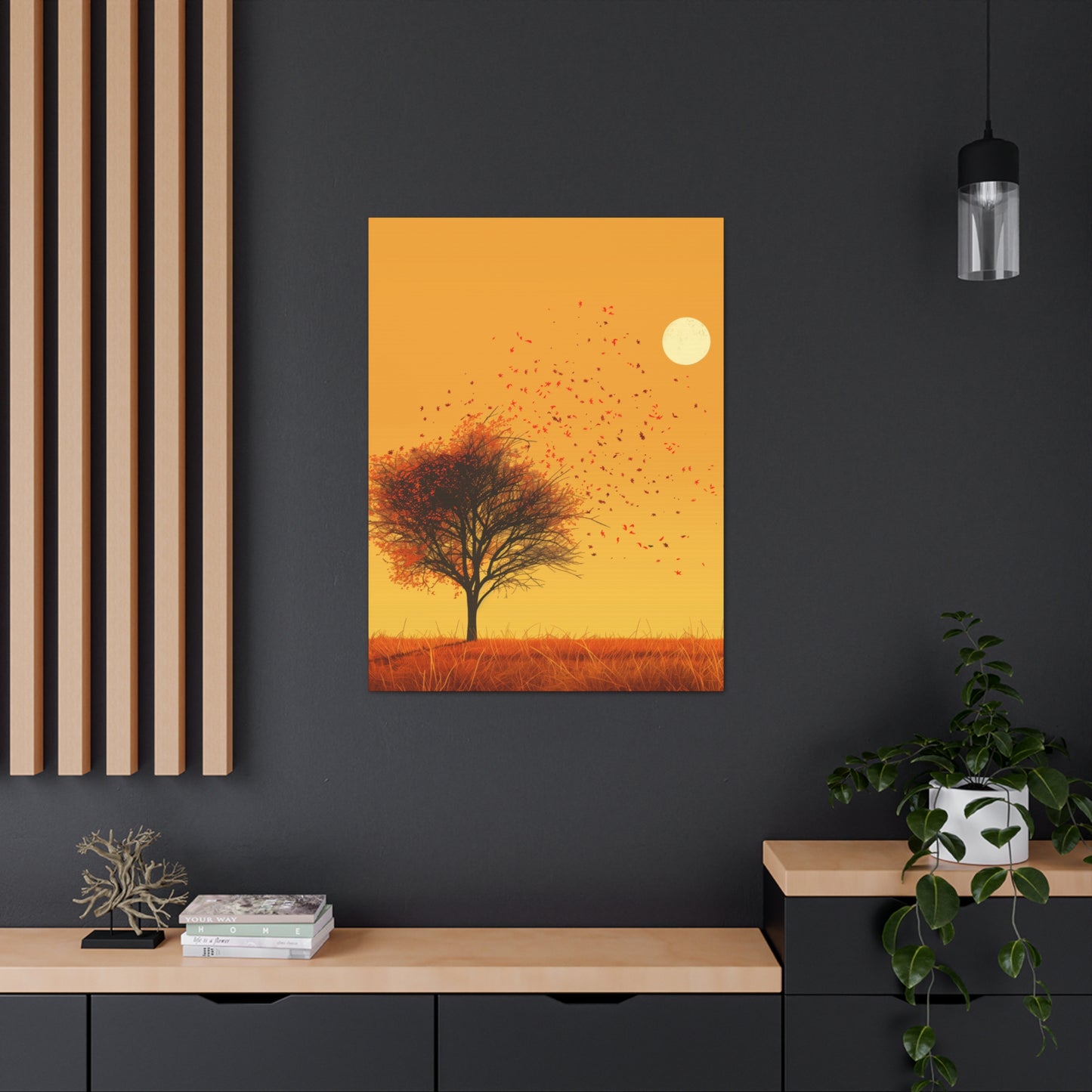 Tree in a Golden Sunset Digital Illustration Canvas Gallery Wraps