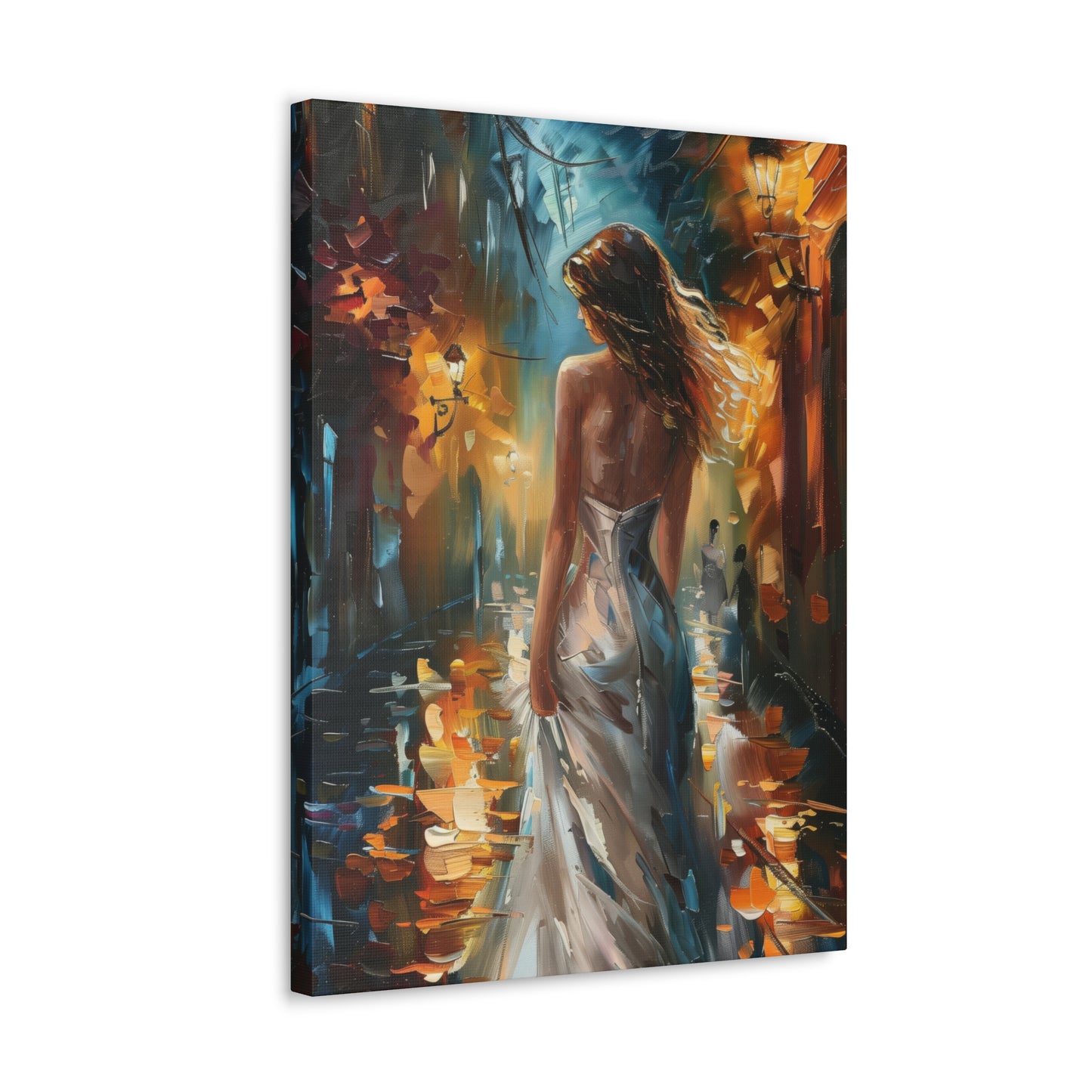 bride walking in street - Leonid Afremov Style Digital Print Canvas Gallery Wraps