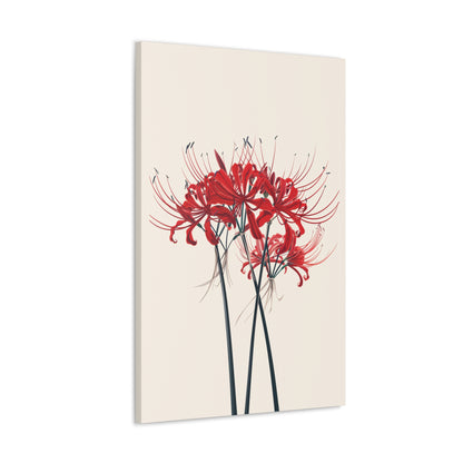 Red Spider Lily Flower Digital Illustration Canvas Gallery Wraps