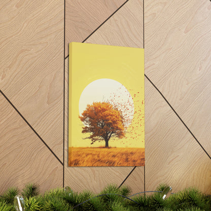 Tree in a Golden Sunset Digital Illustration Canvas Gallery Wraps