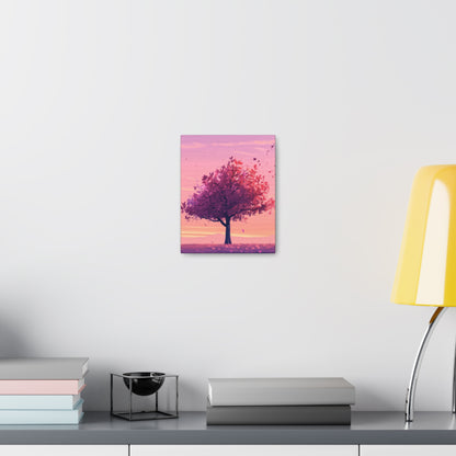 Tree in a Purple Sunset Digital Illustration Canvas Gallery Wraps