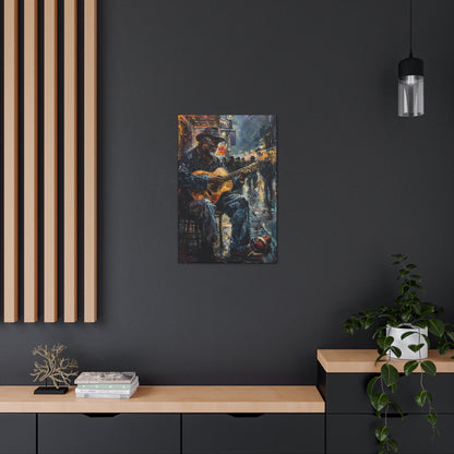 Man Playing Guitar on the Street - Rembrandt Style Digital Oil Painting Canvas Gallery Wraps