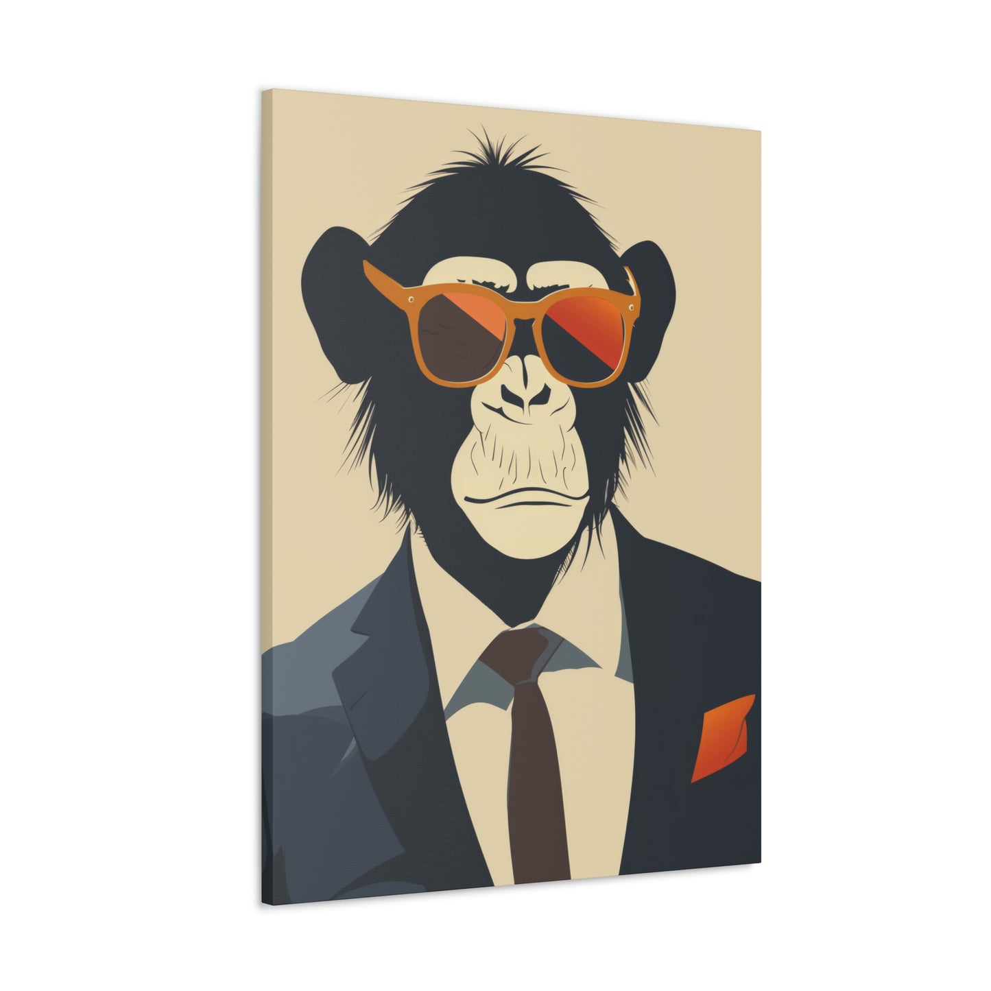 Ape Wearing Suite and Sunglasses Digital Illustration Canvas Gallery Wraps