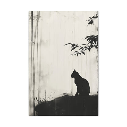 Black Cat Digital Illustration Canvas Gallery Wraps