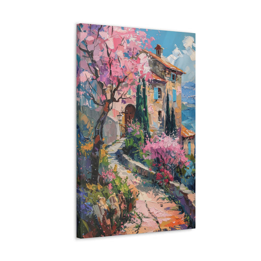 countryside house with garden Digital Oil Painting Print Canvas Gallery Wraps