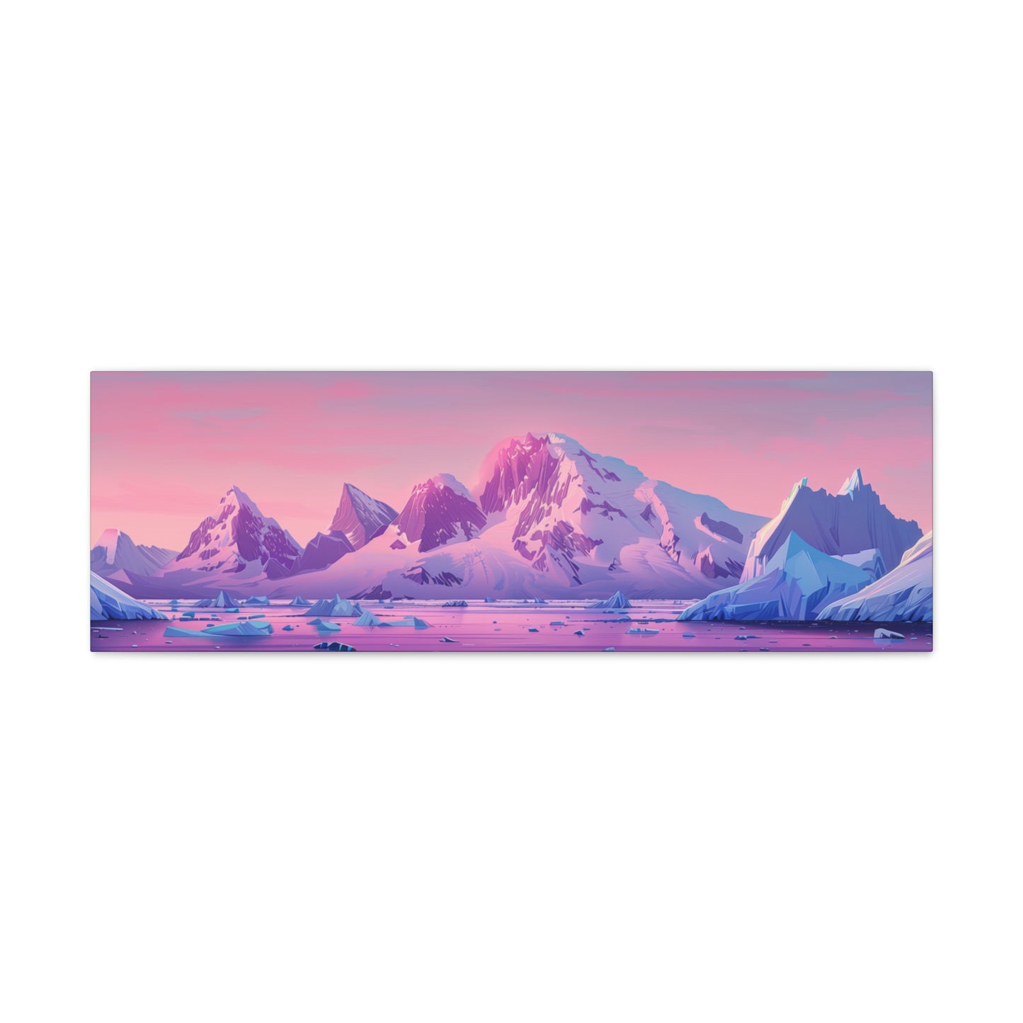 Snowy Mountain Evening - Digital Landscape Illustration Panorama Canvas Gallery Wraps