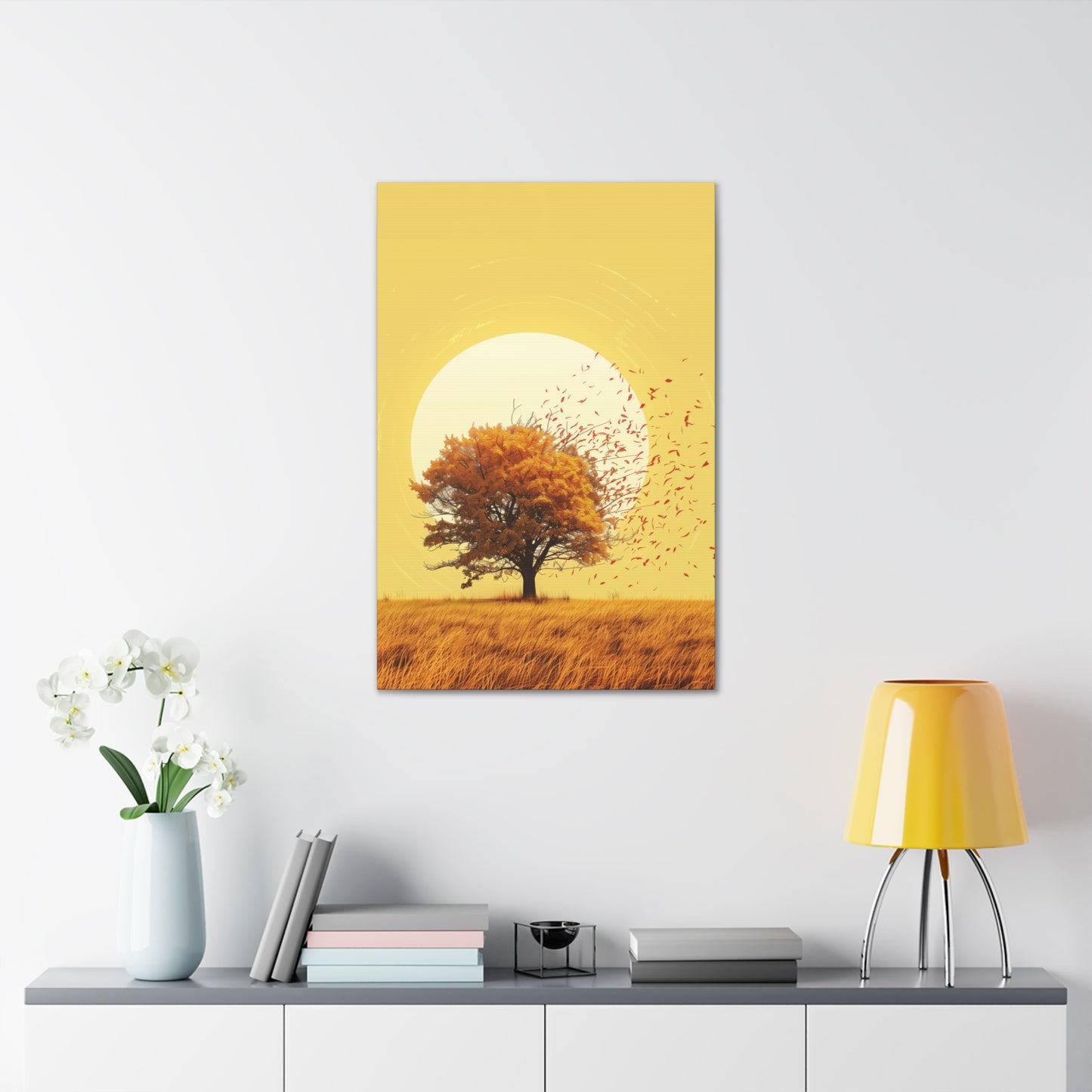 Tree in a Golden Sunset Digital Illustration Canvas Gallery Wraps