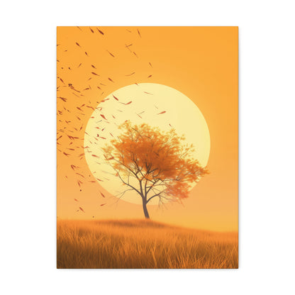 Tree in a Golden Sunset Digital Illustration Canvas Gallery Wraps