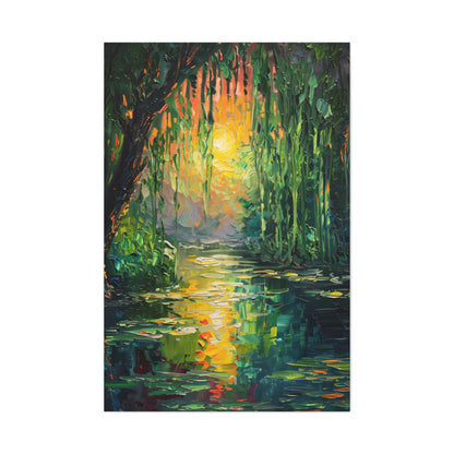 Lake in a Forest - Claude Monet Style Digital Print Canvas Gallery Wraps