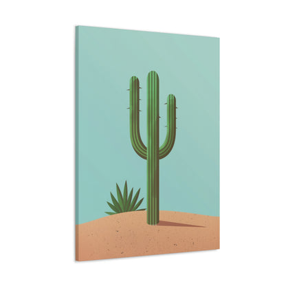 Saguaro Cactus in Desert - Illustration Canvas Gallery Wraps