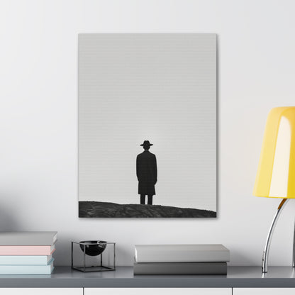 Man Wearing Suit and Porkpie Hat - Takeshi Kitano Style Digital Illustration Canvas Gallery Wraps