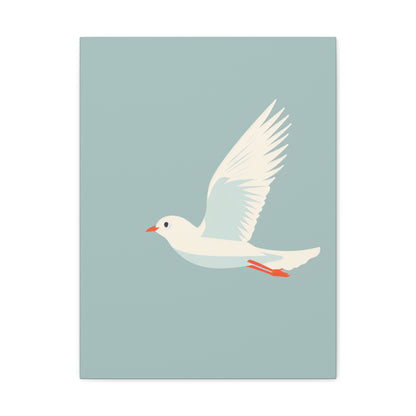 White Dove Flying Digital Illustration Canvas Gallery Wraps