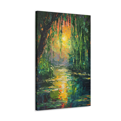 Lake in a Forest - Claude Monet Style Digital Print Canvas Gallery Wraps