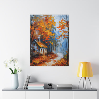 Old House Near the Road Through Autumn Forest - Leonid Afremov Oil Painting Canvas Gallery Wraps