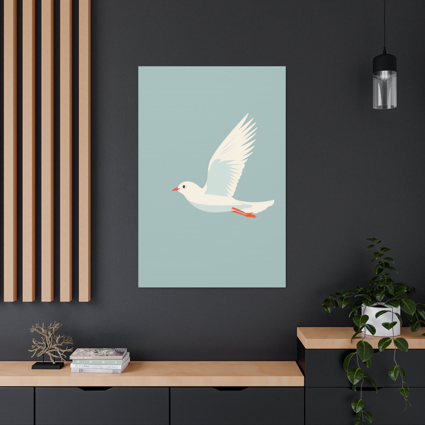 White Dove Flying Digital Illustration Canvas Gallery Wraps