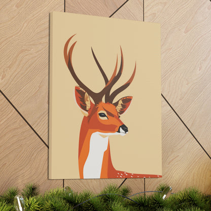 Deer with Antlers Digital Illustration Canvas Gallery Wraps