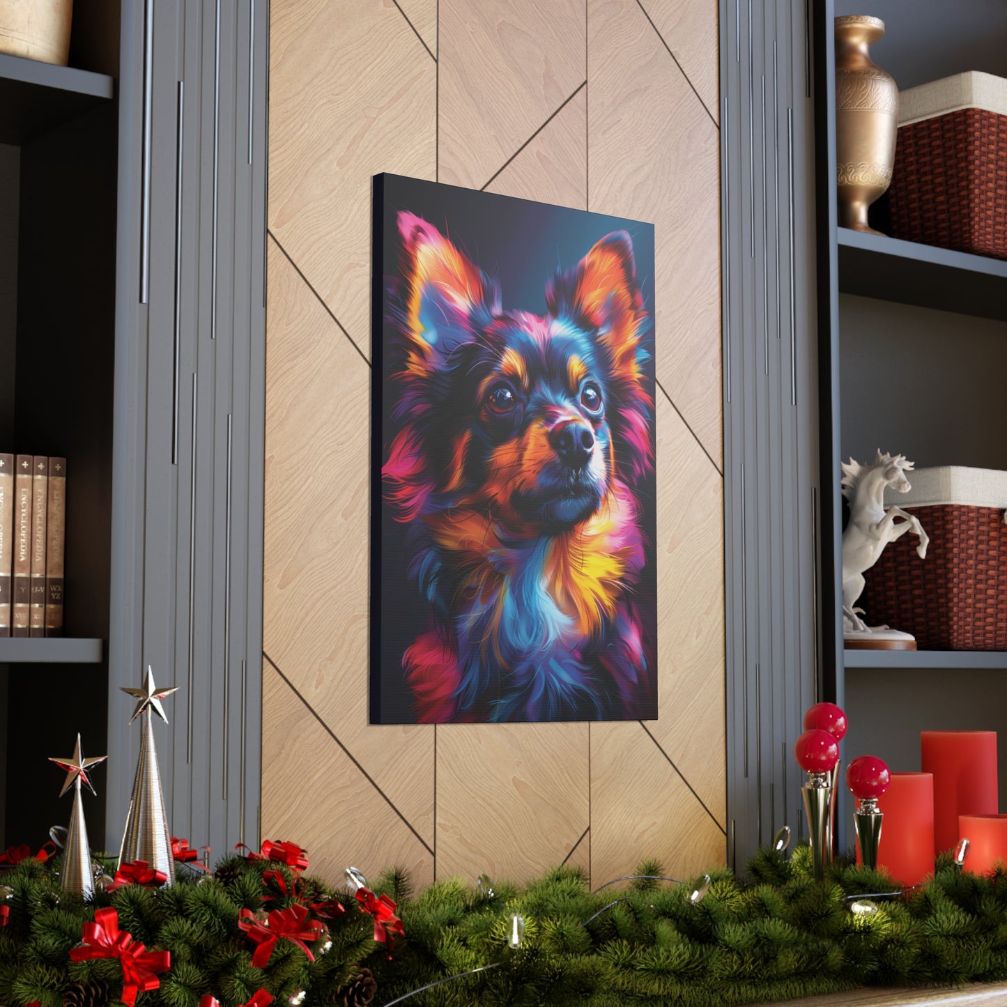 Papillon Dog - Abstract Illustration Canvas Gallery Wraps