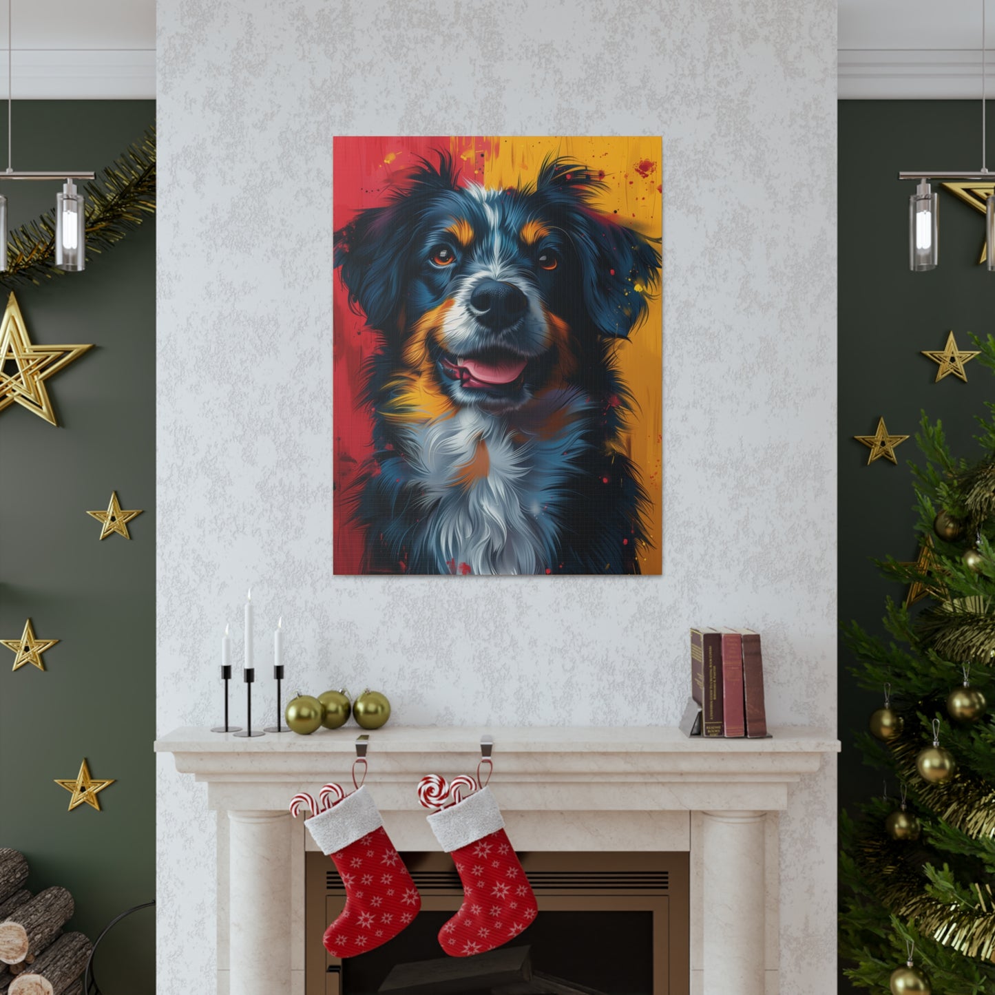 Border Collie Dog - Illustration Canvas Gallery Wraps