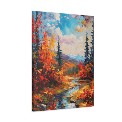 A River flows through autumn forest - Leonid Afremov Style Digital Print Canvas Gallery Wraps