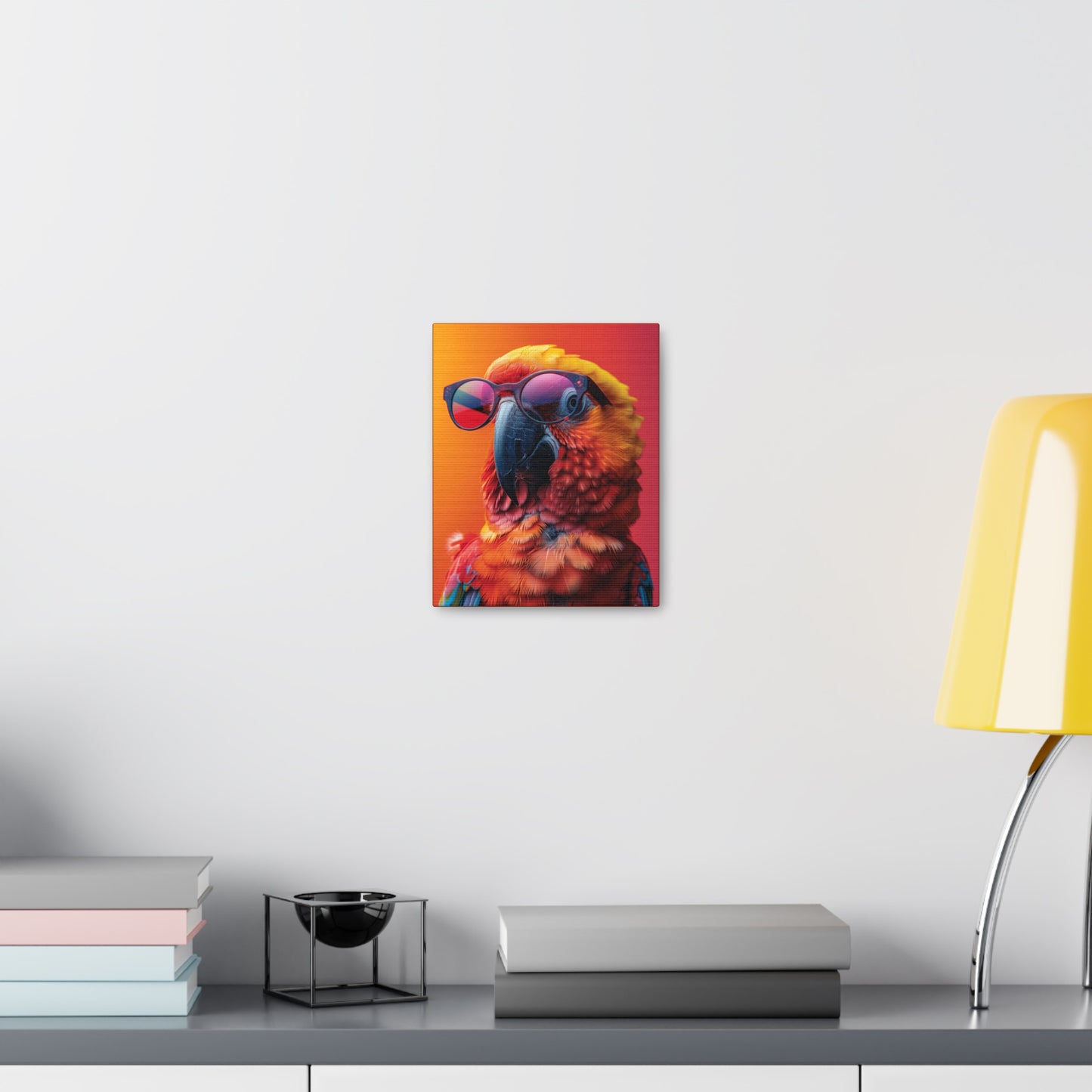 Parrot Wearing Sunglasses - Illustration Canvas Gallery Wraps