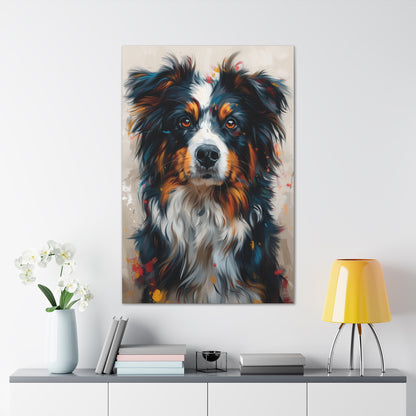 Border Collie Dog - Abstract Illustration Canvas Gallery Wraps