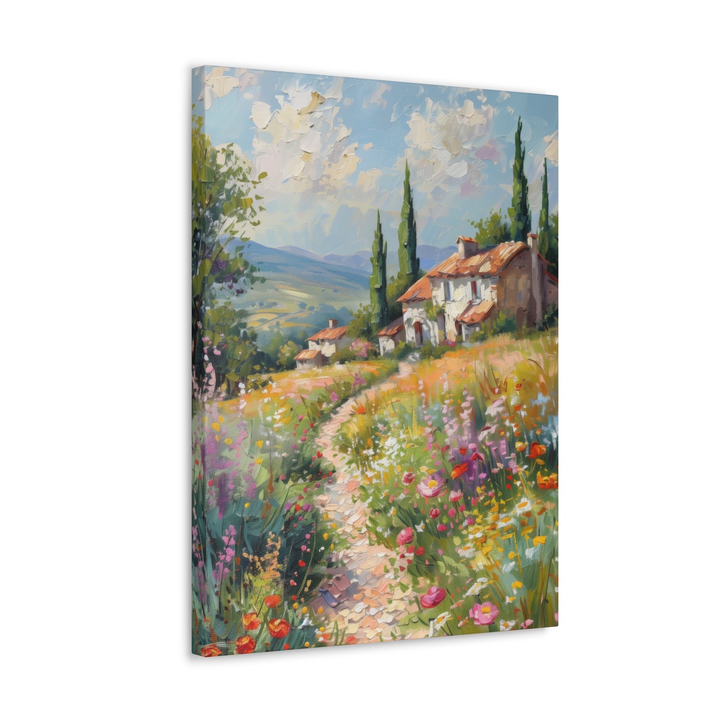 countryside house with garden in medieval times Digital Oil Painting Print Canvas Gallery Wraps