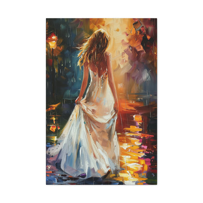 Beautiful Bride in Street - Leonid Afremov Style Digital Print Canvas Gallery Wraps