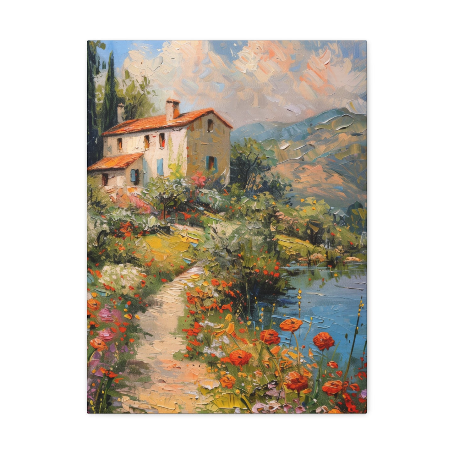 European countryside village house medieval times Digital Oil Painting Print Canvas Gallery Wraps