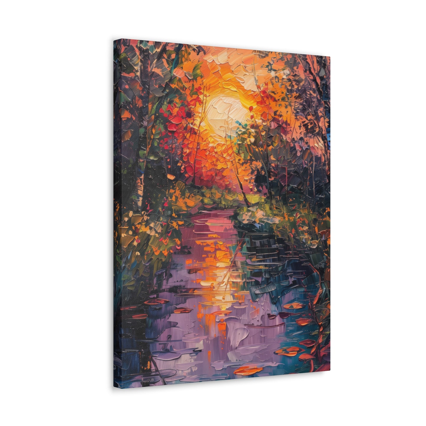 Pond in a Forest - Claude Monet Style Digital Print Canvas Gallery Wraps