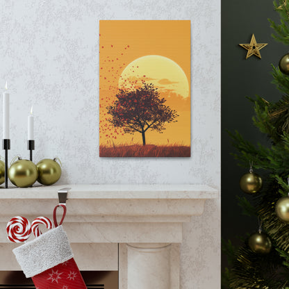 Tree in a Golden Sunset Digital Illustration Canvas Gallery Wraps