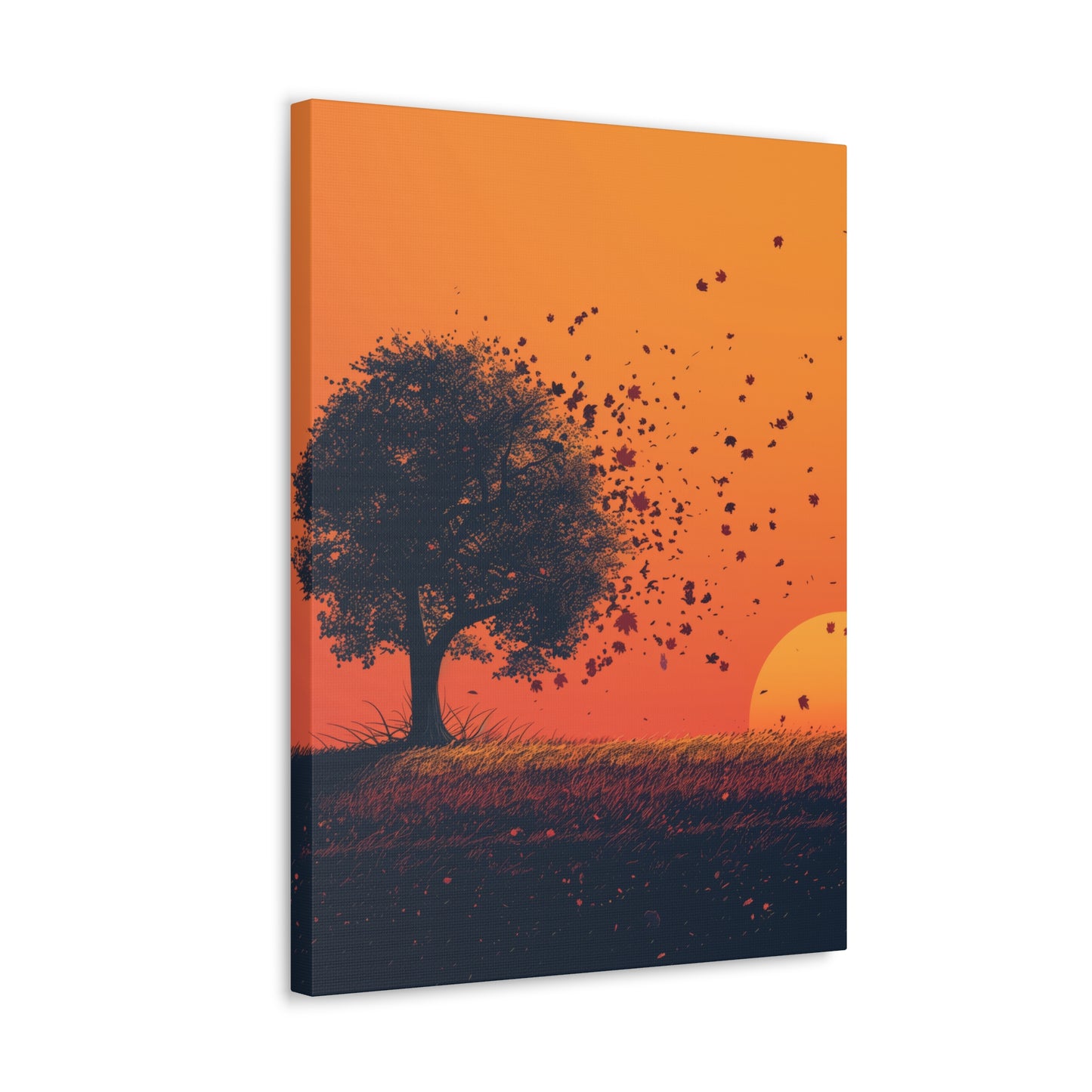 Tree in a Golden Sunset Digital Illustration Canvas Gallery Wraps