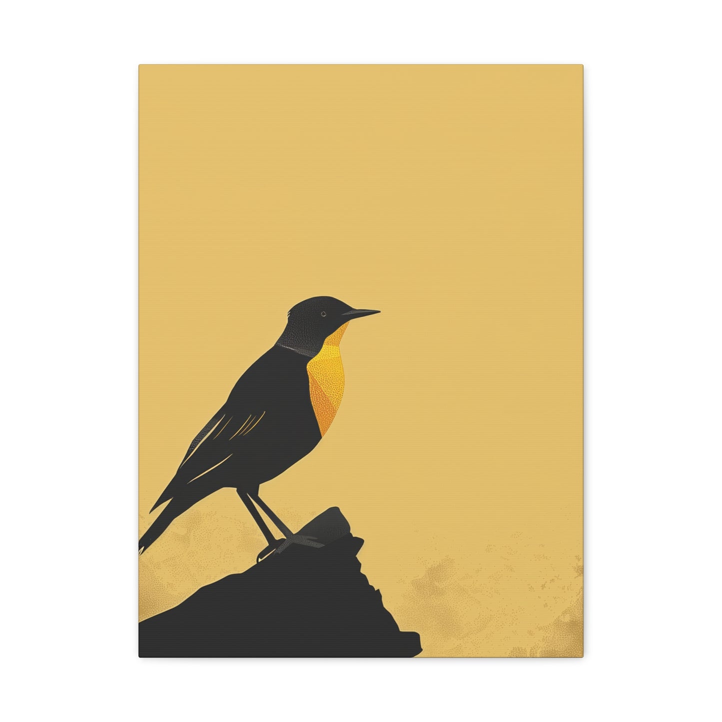 Bird Sitting on a Rock Digital Illustration Canvas Gallery Wraps