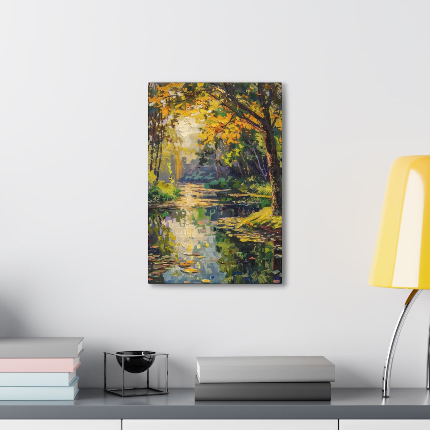 River in a Forest - Claude Monet Style Digital Print Canvas Gallery Wraps