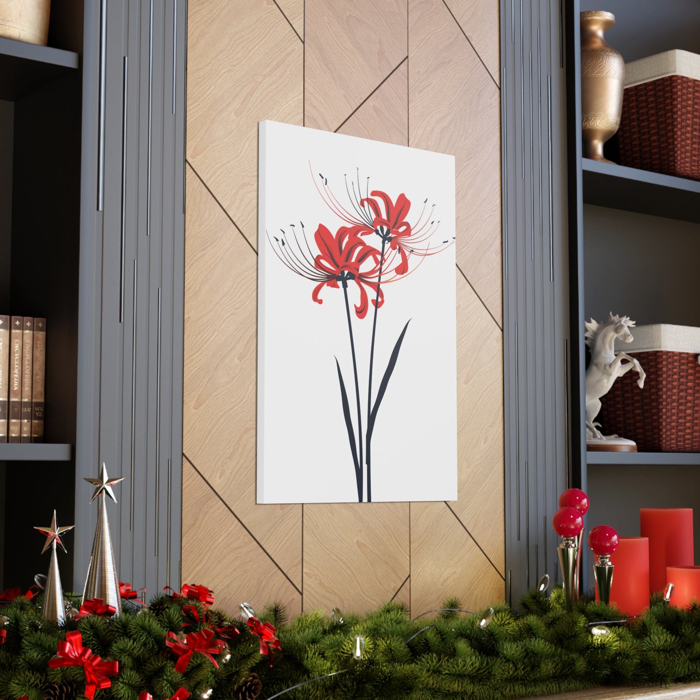 Red Spider Lily Flower Digital Illustration Canvas Gallery Wraps