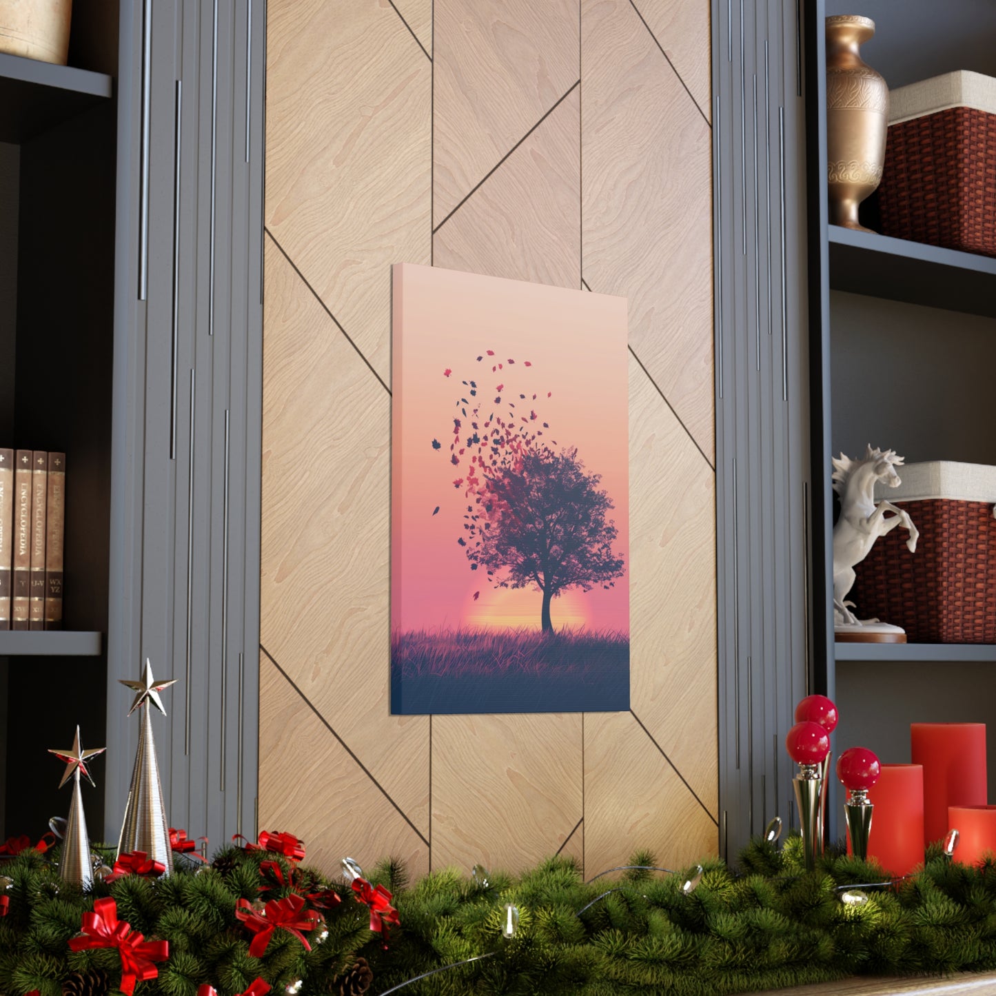 Tree in a Golden Sunset Digital Illustration Canvas Gallery Wraps