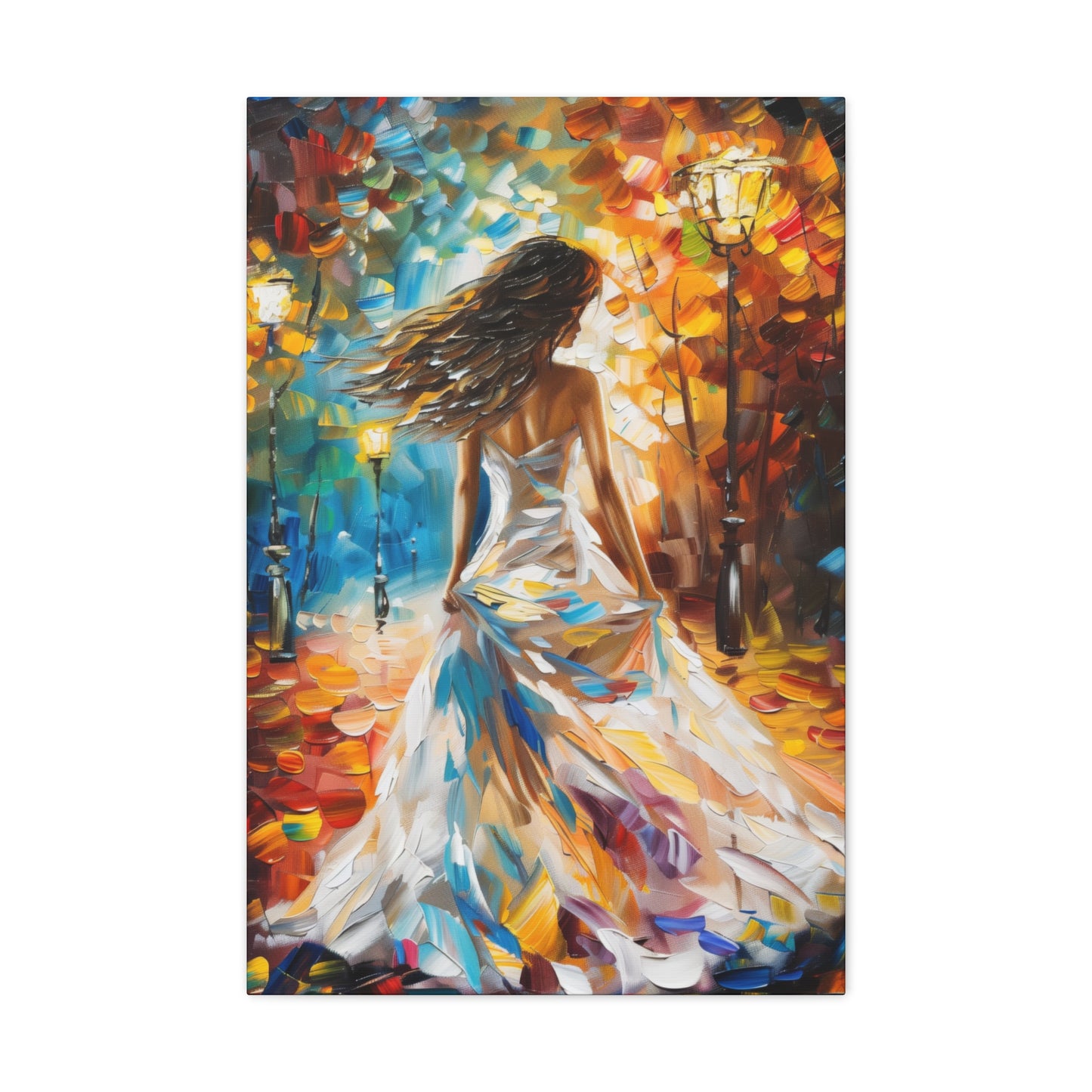 bride walking in street - Leonid Afremov Style Digital Print Canvas Gallery Wraps