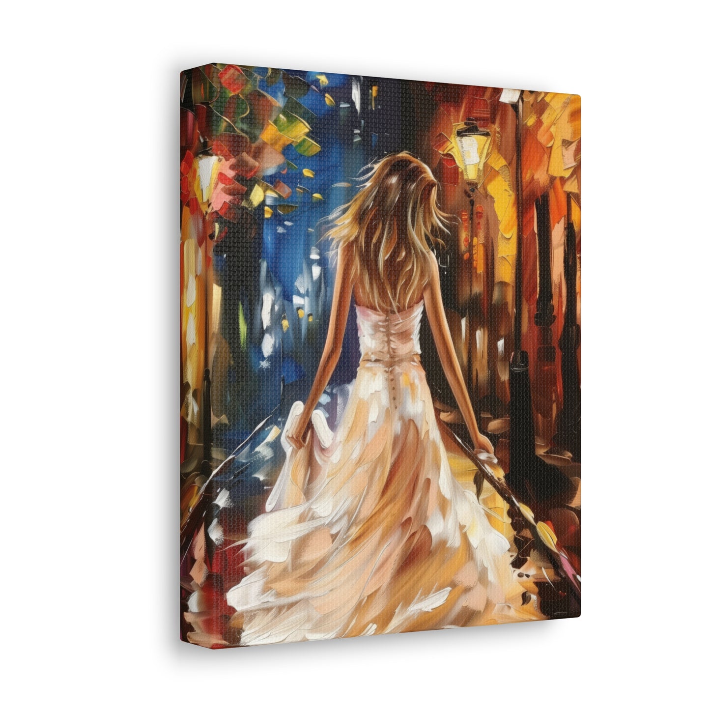 bride walking in street - Leonid Afremov Style Digital Print Canvas Gallery Wraps