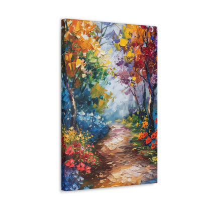 Road Through Autumn Flower Forest - Leonid Afremov Oil Painting Canvas Gallery Wraps