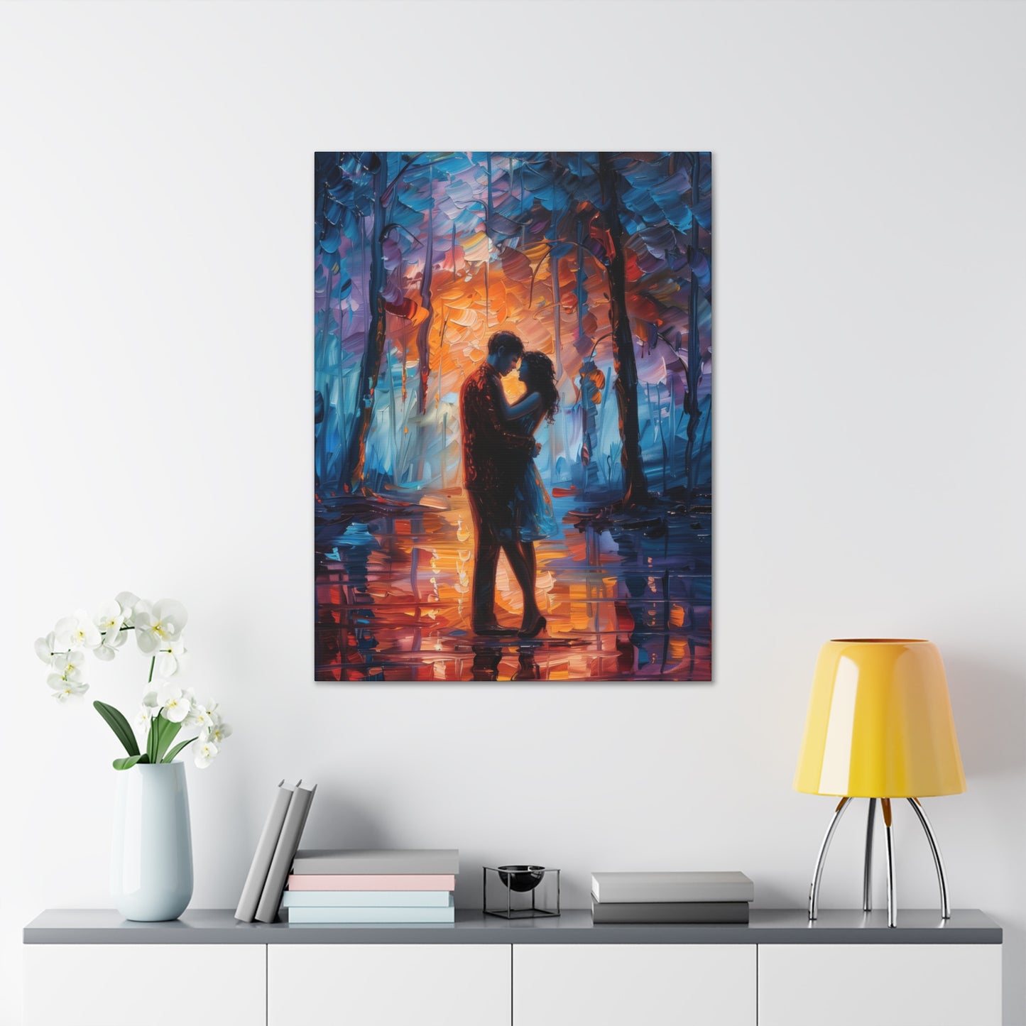 Couple - Leonid Afremov Style Digital Oil Painting Canvas Gallery Wraps