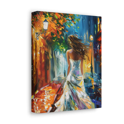 bride walking in street - Leonid Afremov Style Digital Print Canvas Gallery Wraps