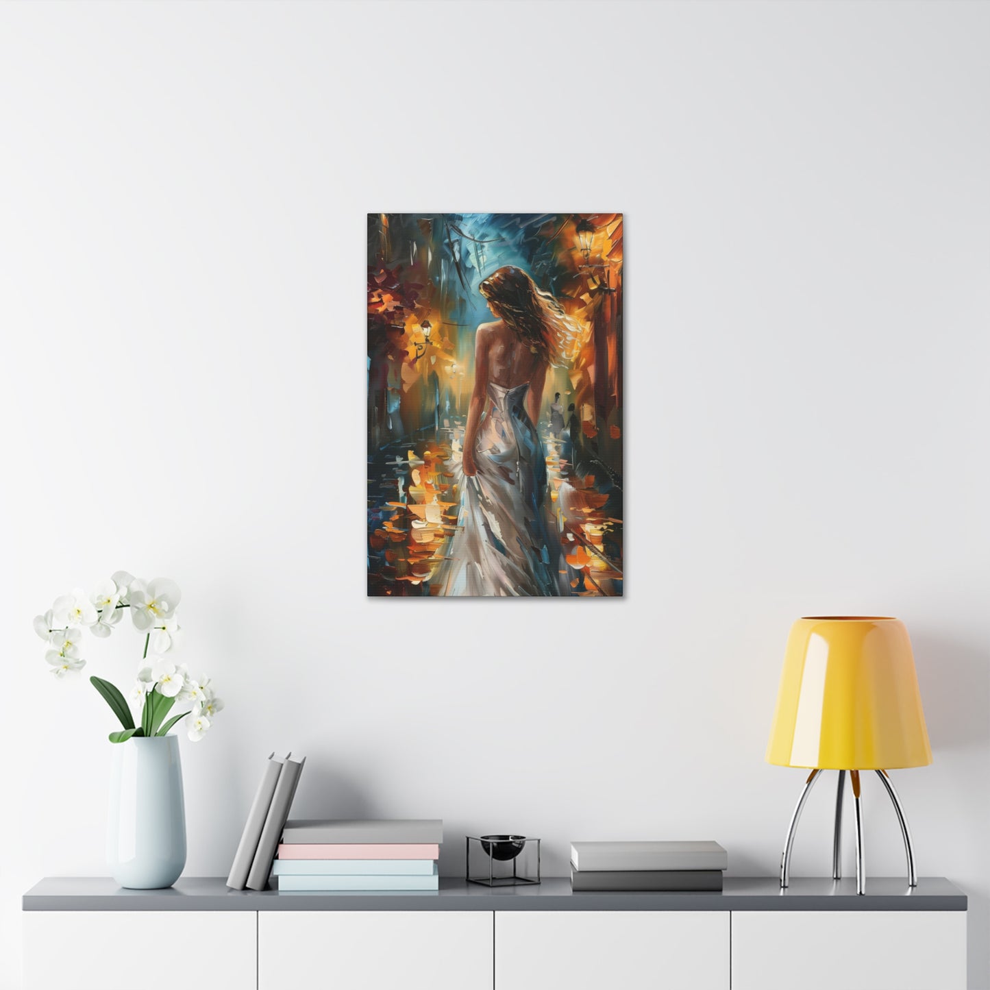 bride walking in street - Leonid Afremov Style Digital Print Canvas Gallery Wraps