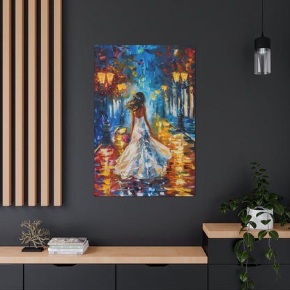 bride walking in the street - Leonid Afremov Style Digital Print Canvas Gallery Wraps