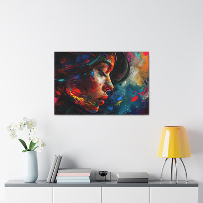 Beautiful Girl Face - Colorful Impressionist Style Digital Art Canvas Gallery Wraps