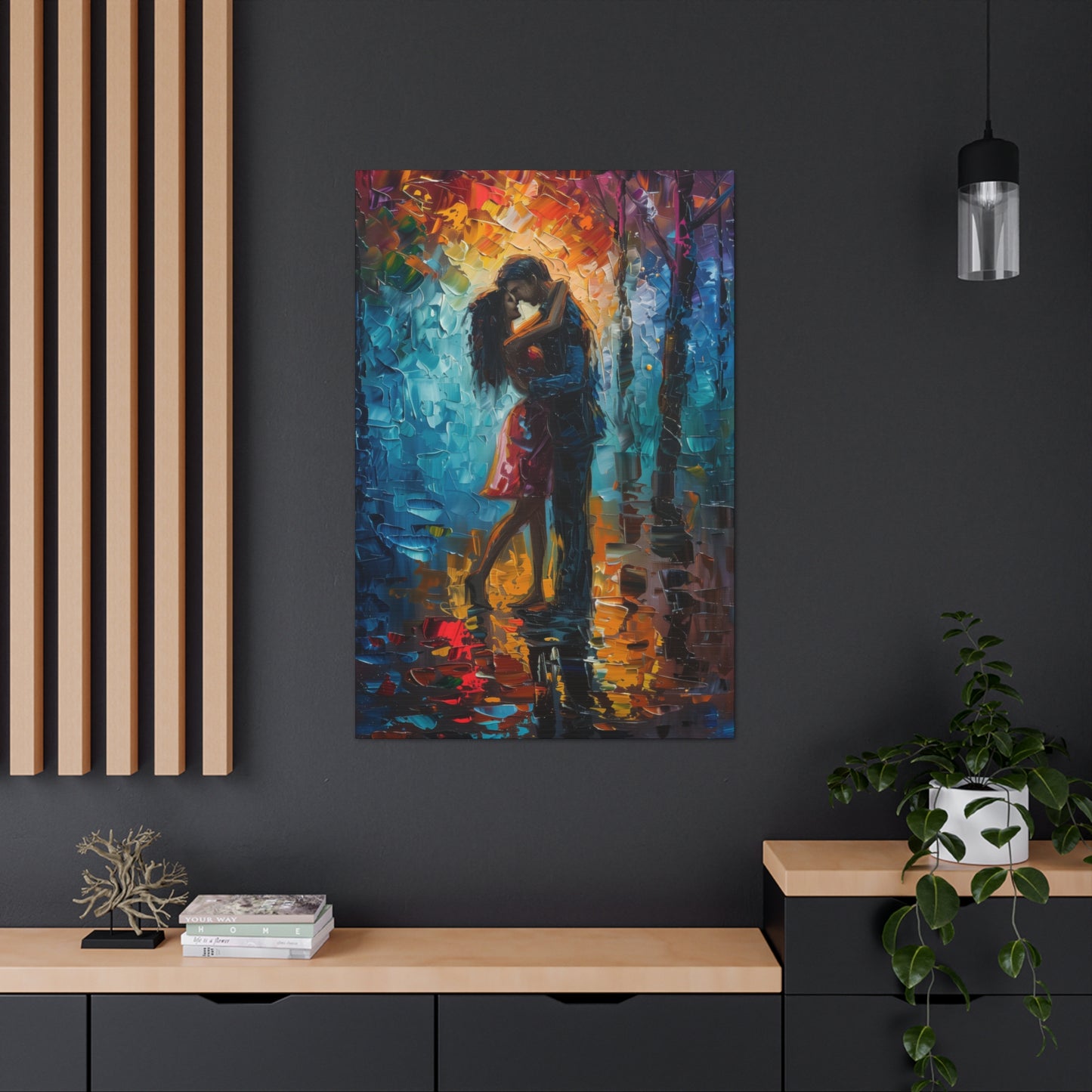 Couple - Leonid Afremov Style Digital Oil Painting Canvas Gallery Wraps