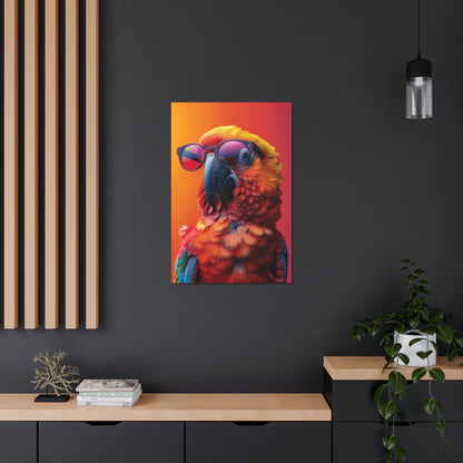 Parrot Wearing Sunglasses - Illustration Canvas Gallery Wraps