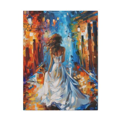 Bride in the Street - Leonid Afremov Style Digital Print Canvas Gallery Wraps