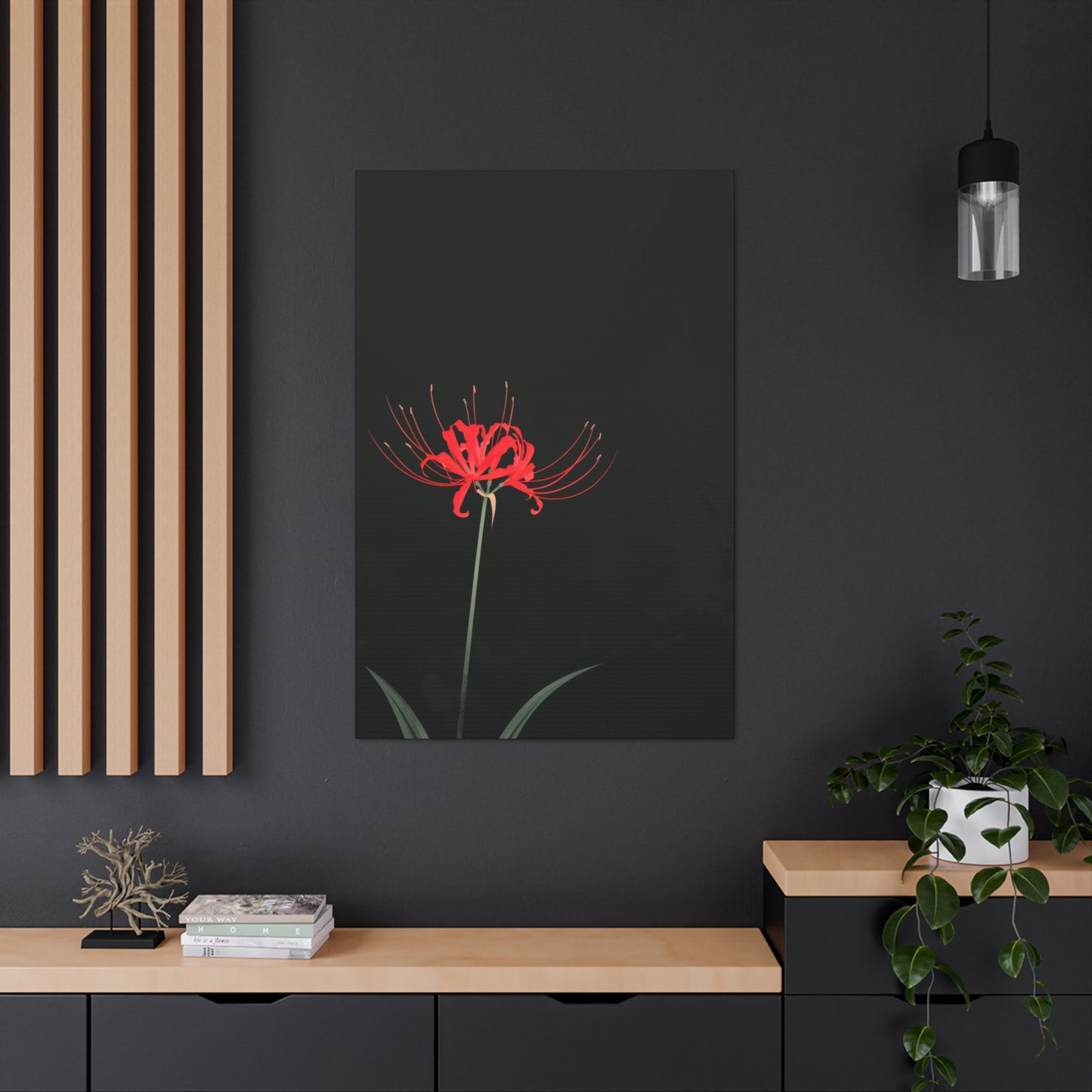 Red Spider Lily Flower Digital Illustration Canvas Gallery Wraps