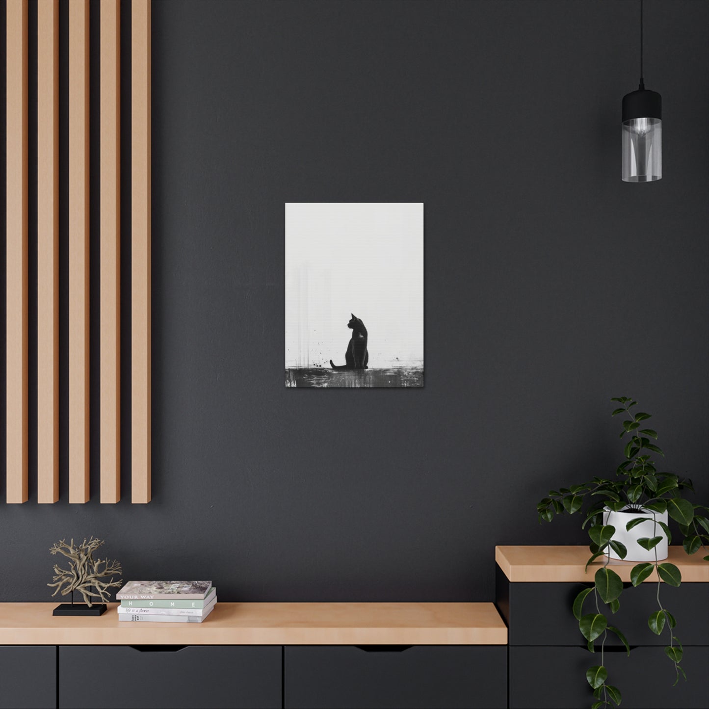 Black Cat Digital Illustration Canvas Gallery Wraps