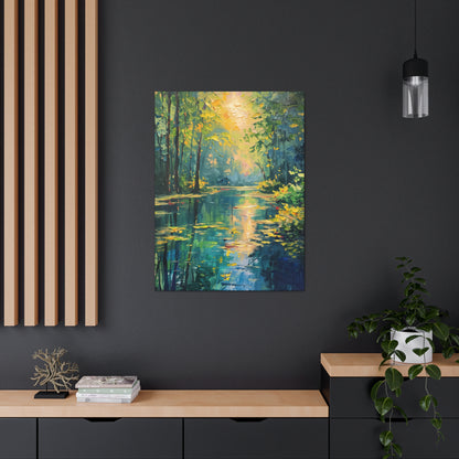 Lake in a Forest - Claude Monet Style Digital Print Canvas Gallery Wraps