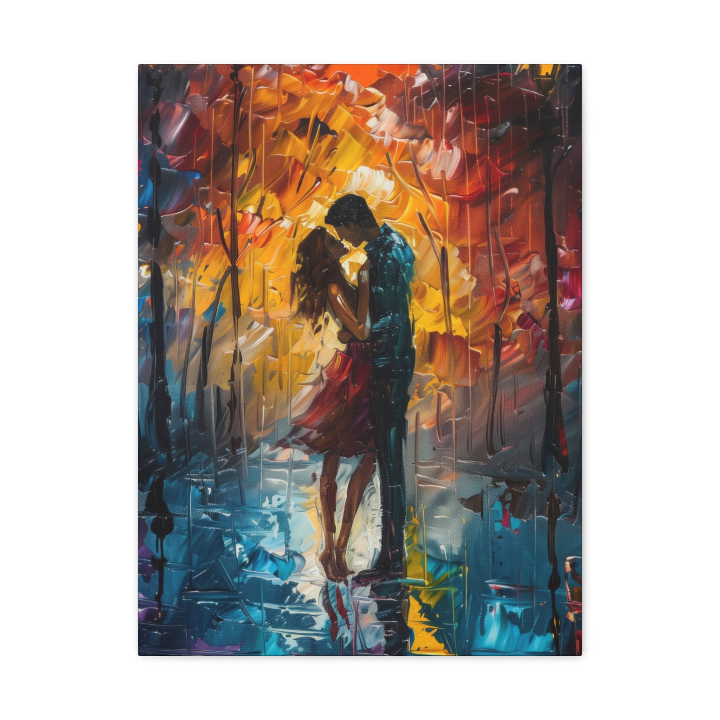 Couple - Leonid Afremov Style Digital Oil Painting Canvas Gallery Wraps